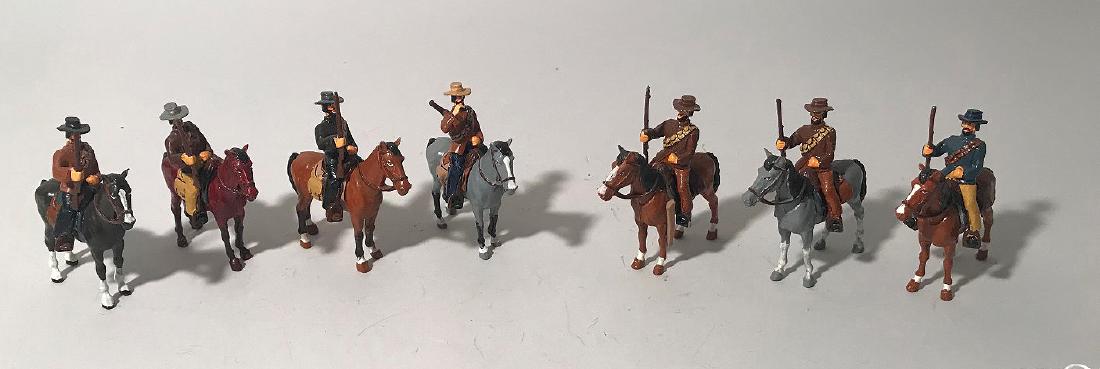 7 WALT DINEEN TOY SOLDIERS ON HORSEBACK: 7 WALT DINEEN TOY SOLDIERS ON HORSEBACK - Hand painted metal cavalry figures by Walt Dineen. Condition: Minor normal wear. Some minor paint loss. Provenance: These soldiers were personally purchased f
