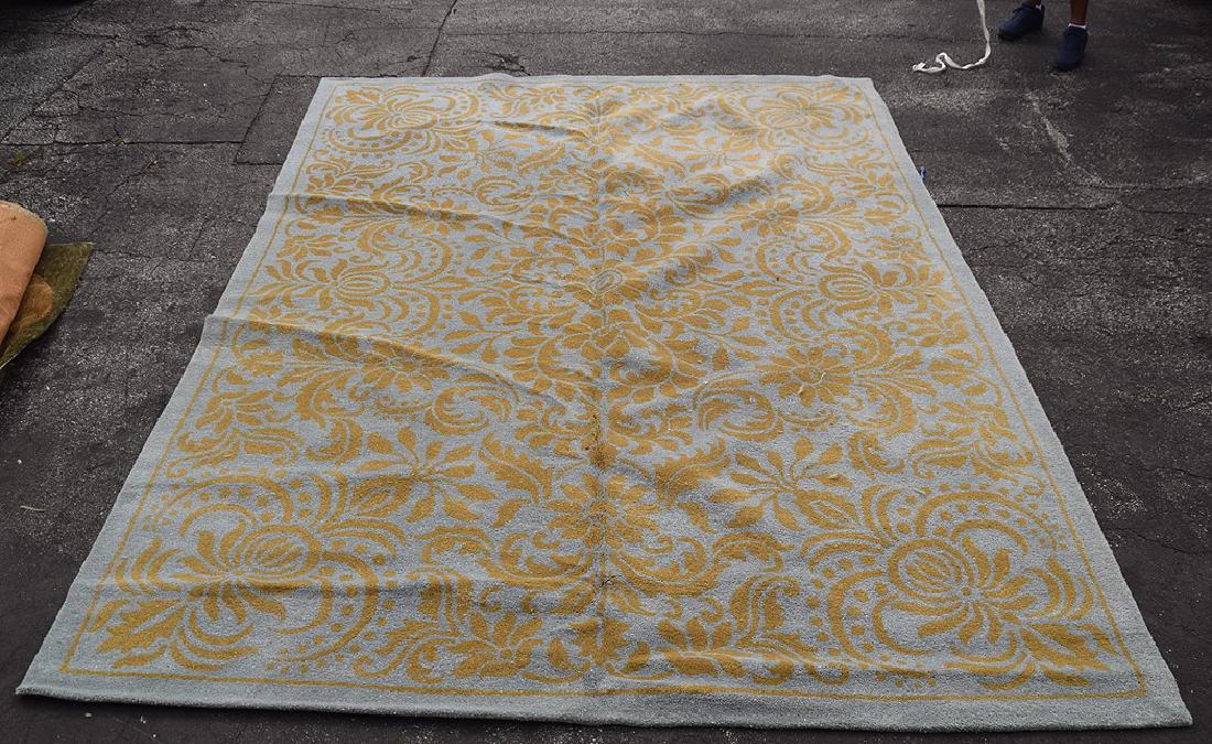 Light blue & gold Rug, India, wool, roomsize 8 x 11: Light blue & gold Rug, India, wool, roomsize 8 x 11 feet Bombay Collection