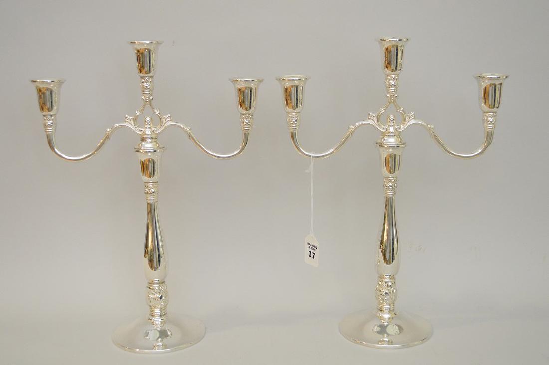 PAIR INTERNATIONAL ROYAL DANISH STERLING CANDELABRA. (1 of 4)