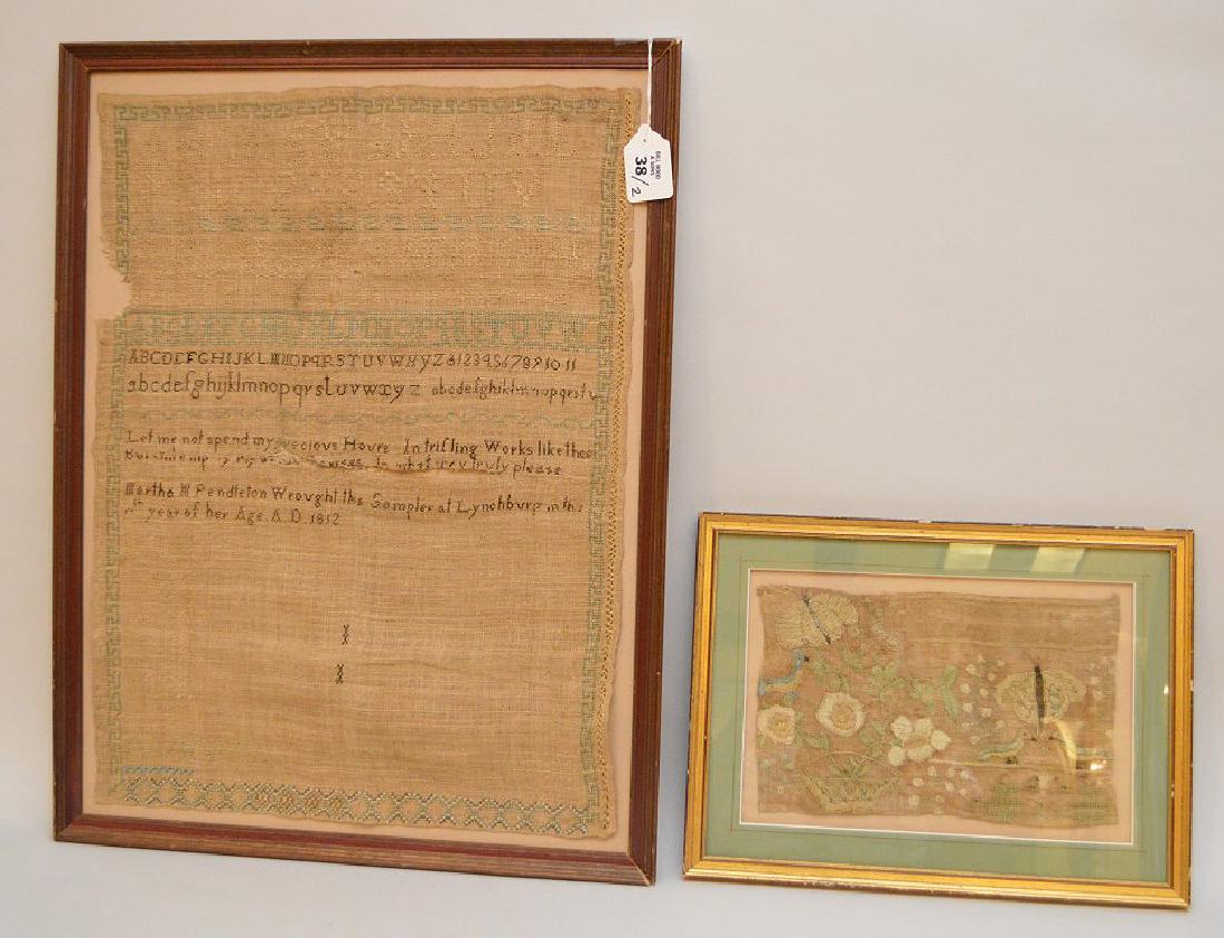 2 American 19th c. Samplers, larger with multiple (1 of 7)