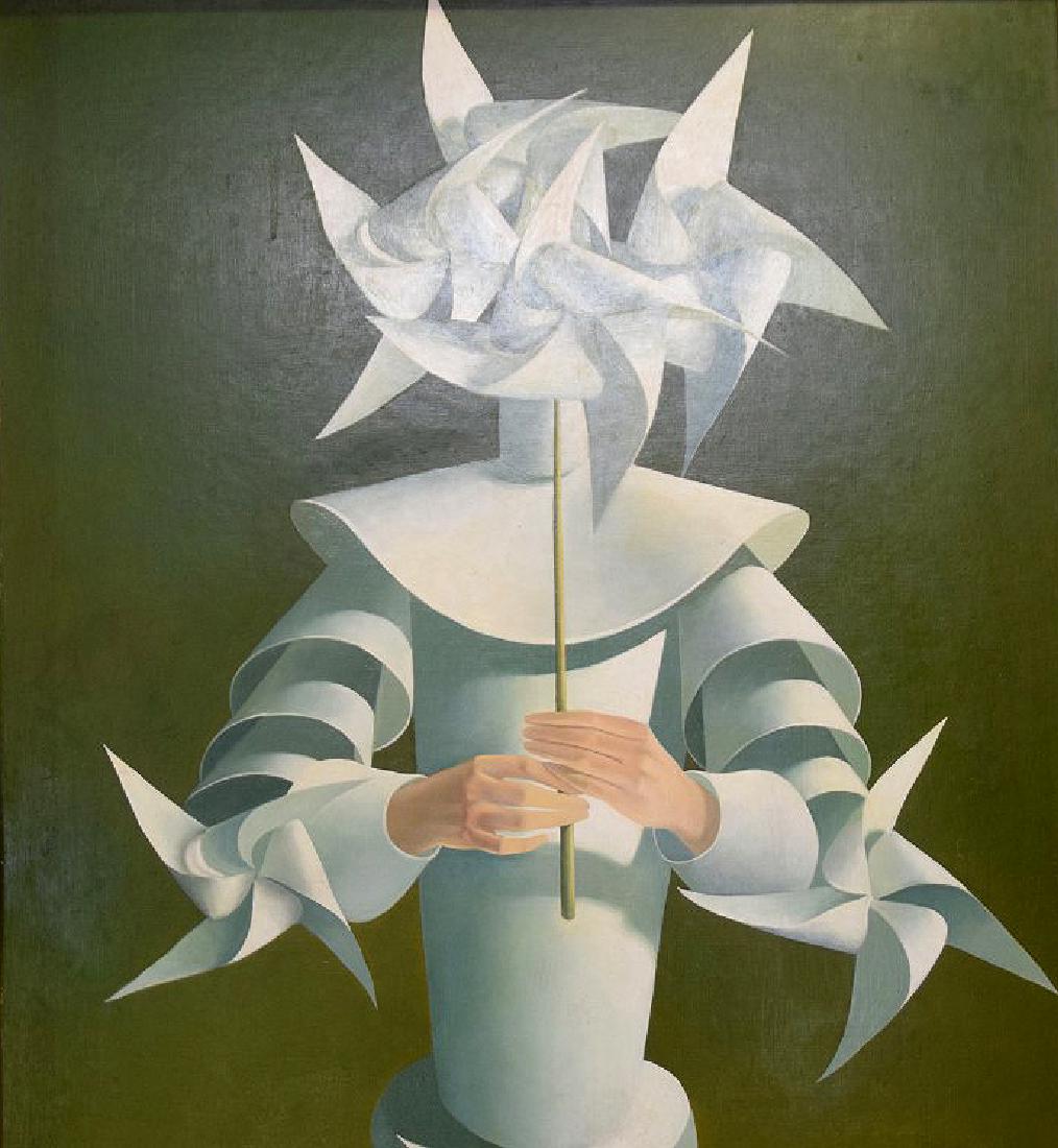 Van Martens oil on Masonite painting, Paper windmill (1 of 4)