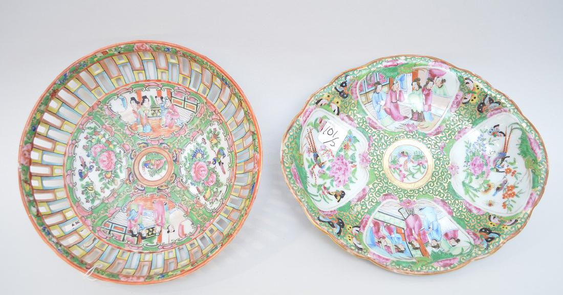 2 pc. Chinese Rose Medallion, reticulated bowl (9 (1 of 8)