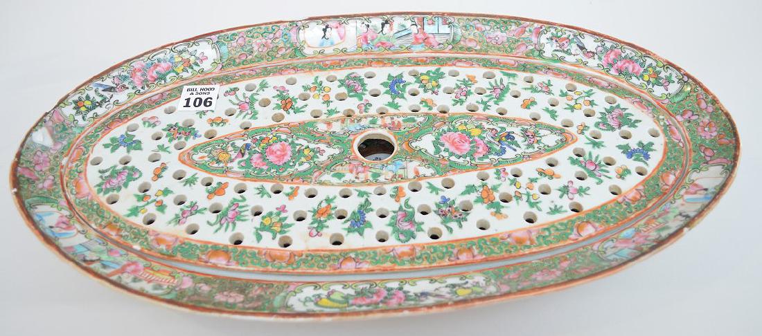 Chinese Rose Medallion 2pc. Fish platter with strainer, (1 of 9)