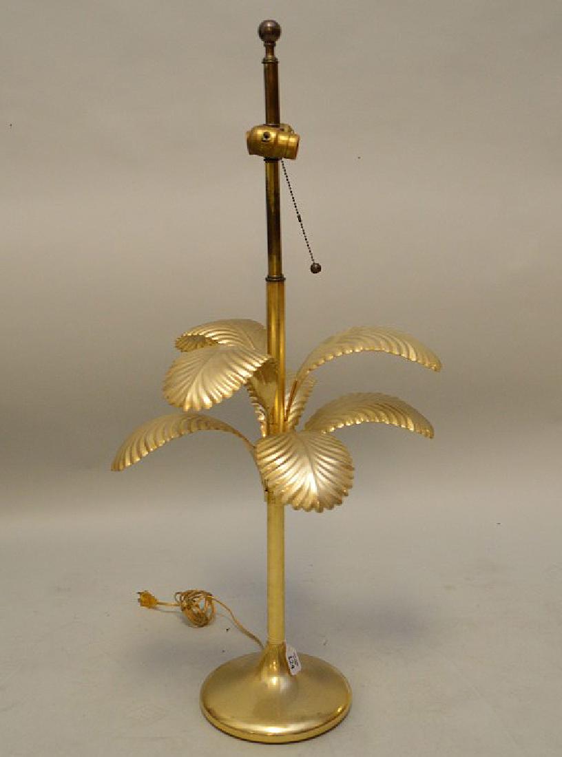 Unusual brass table lamp with removeable palm fronds, (1 of 6)