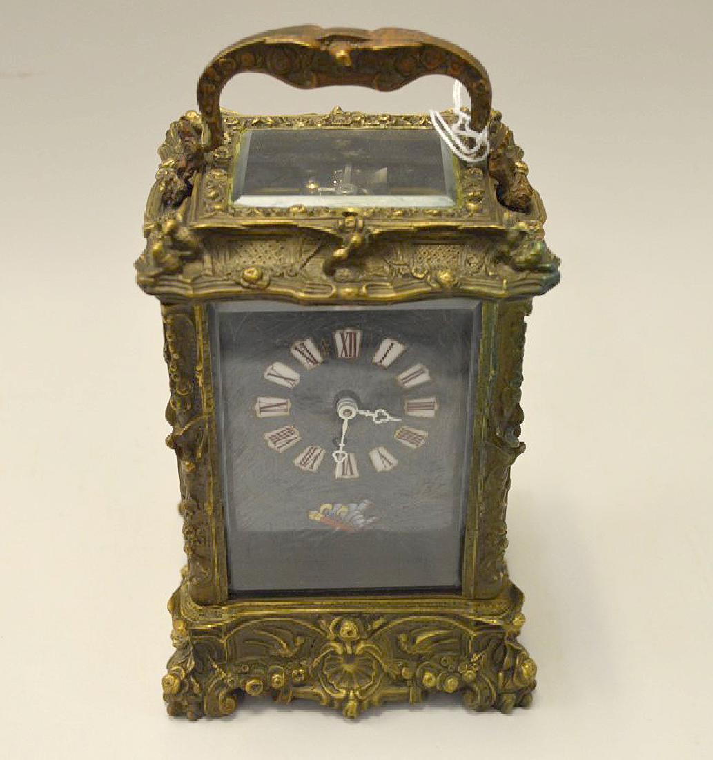 Bronze Carriage Clock with enamel Roman Numeral dial (1 of 8)
