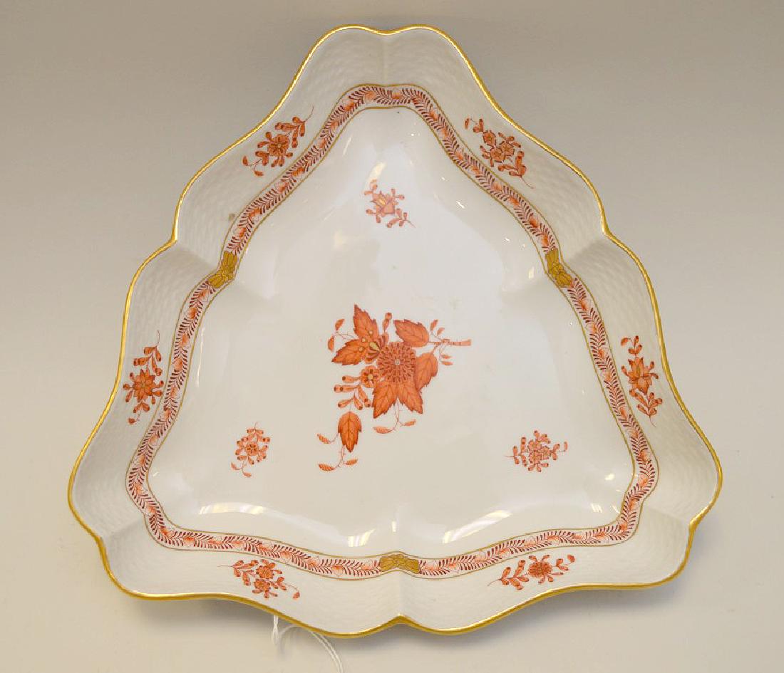 Herend Chinese Bouquet Rust Triangular Bowl. (1 of 5)