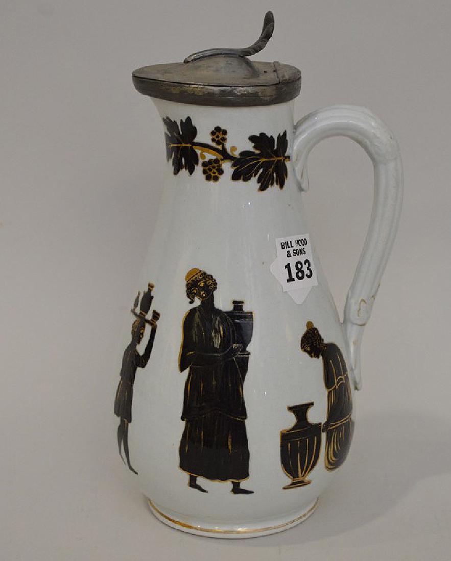 English syrup pitcher with pewter lid, T.R. Boote, 9"h (1 of 10)