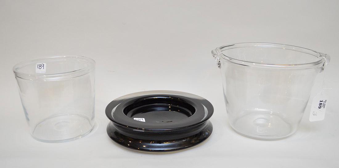 3pc, glass, Black Murano shallow bowl and 2 handblown (1 of 7)