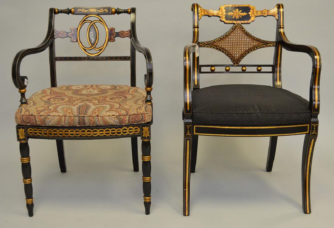 2 Smith & Watson decorated painted arm chairs (1 of 5)