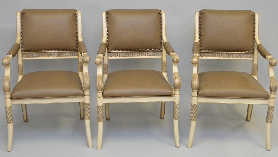 3 Ferguson Copeland white & taupe leather arm chairs (1 of 6)