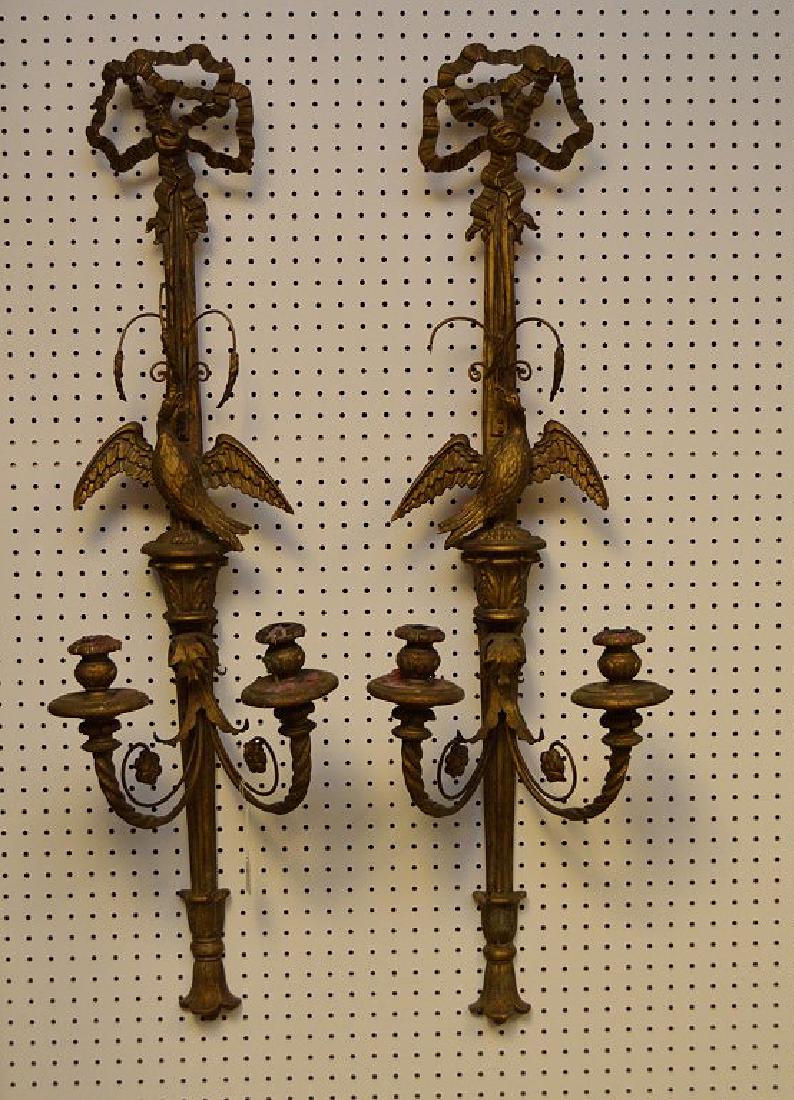 Pair large Italian gilt wood and metal candle wall (1 of 6)