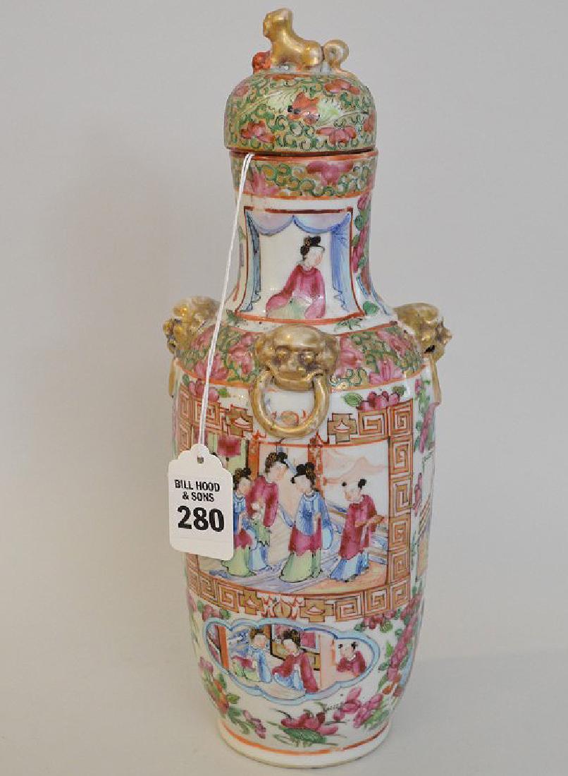 CHINESE ROSE MANDARIN PORCELAIN URN.  Condition: good (1 of 8)