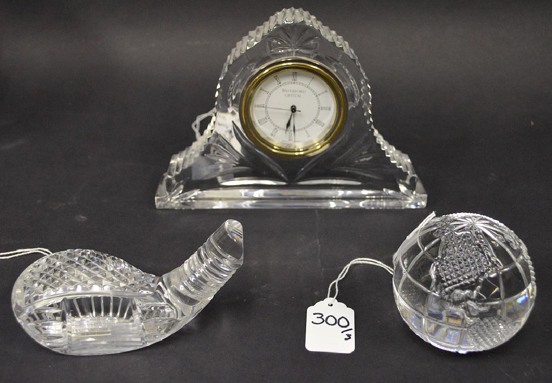 3 Waterford Crystal Articles.  Clock Ht. 5 1/4", Glof (1 of 4)