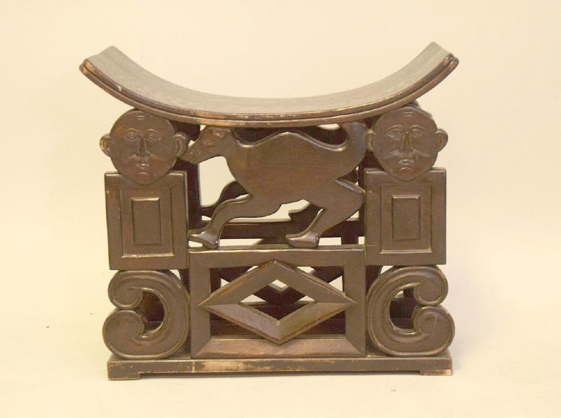Asian carved stool, crack on seat, 19"h x 21 1/2"w x: Asian carved stool, crack on seat, 19"h x 21 1/2"w x 10"d