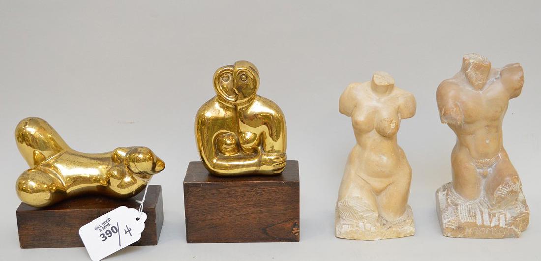 4 modern sculptures, 2 composition torsos and 2 brass (1 of 6)