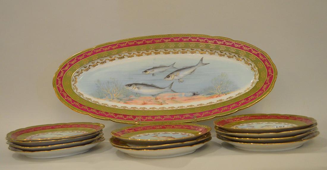 Austria "Crown China" porcelain fish set, 11 assorted (1 of 11)