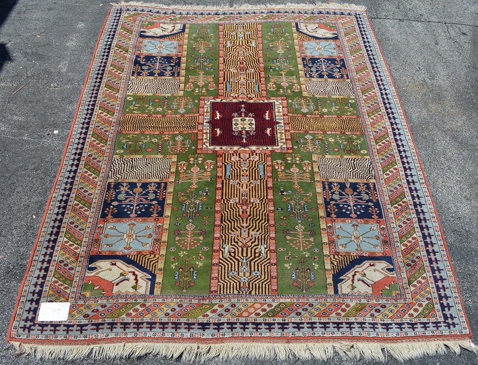Semi Antique Turkish Handknotted Area Rug: Semi Antique Turkish Handknotted Area Rug, BACHE GARDEN DESIGN, 10.5 feet x 8 feet