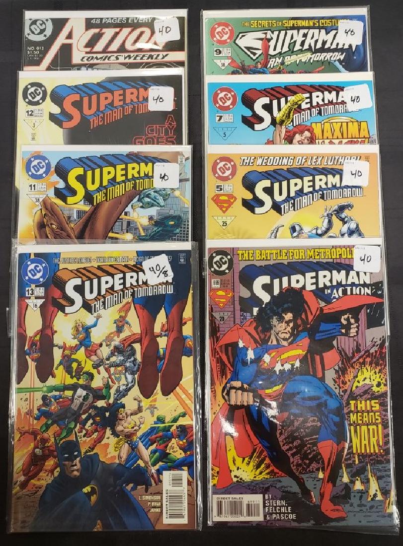Lot of Eight DC Comics including “Superman” and “Action (1 of 9)