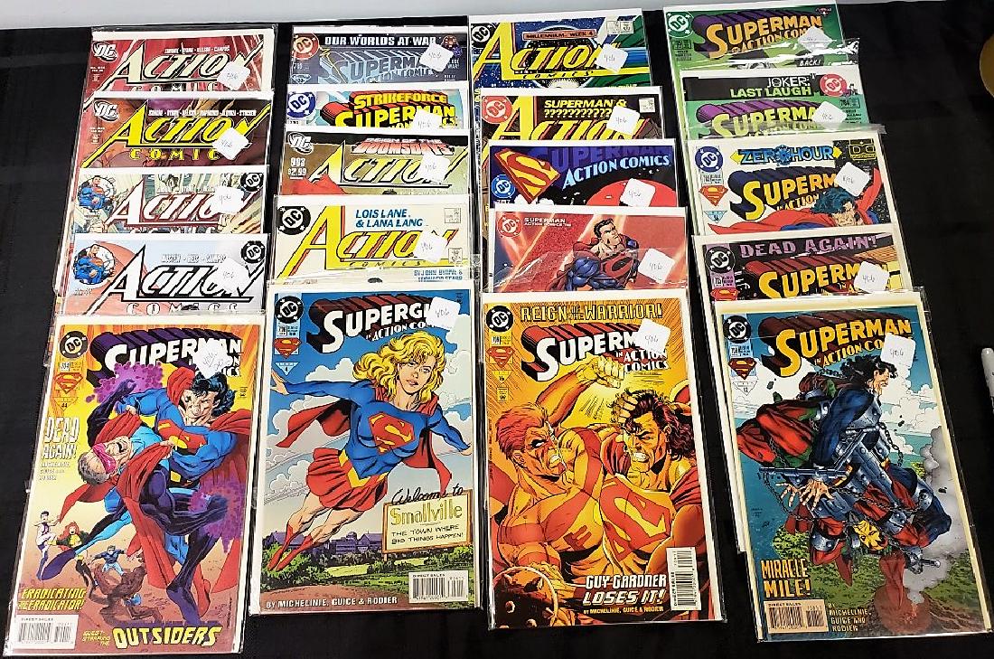 Lot of Twenty Assorted DC Comics including “Superman”: Lot of Twenty Assorted DC Comics including “Superman” and ”Action Comics”; Condition: Overall Good and consistent with age, see photos for details.