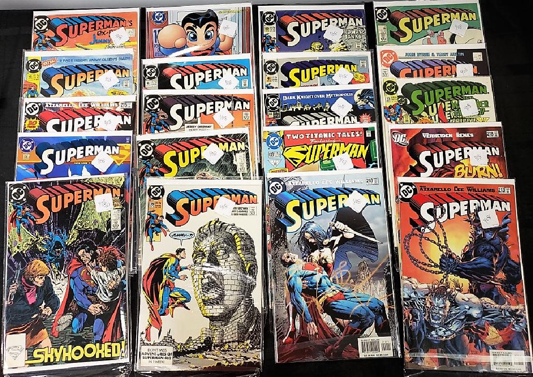 Lot of Twenty “Superman” DC Comics; Condition: Overall: Lot of Twenty “Superman” DC Comics; Condition: Overall Good and consistent with age, see photos for details.