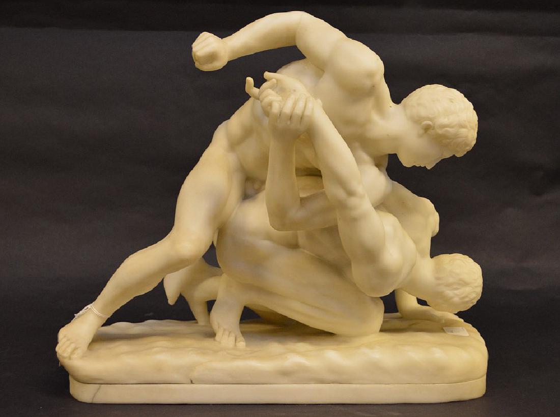 ANTIQUE MARBLE SCULPTURE "THE WRESTLERS".  Condition: (1 of 6)