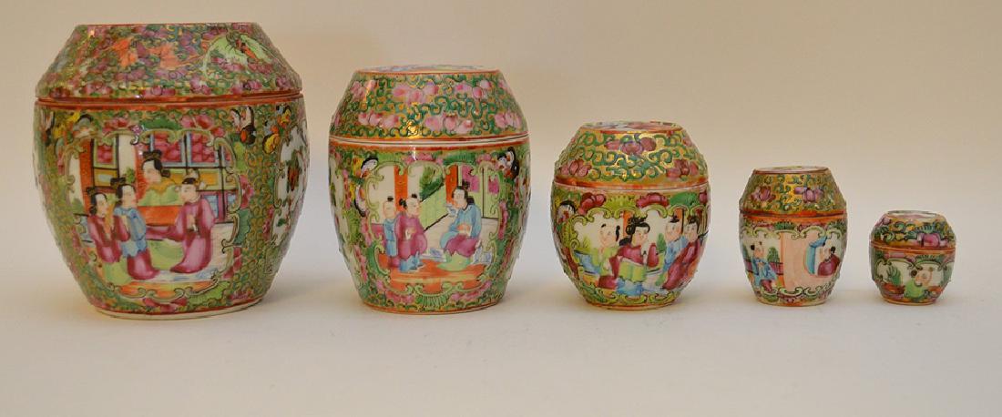 5 PIECE CHINESE PORCEALIN ROSE MEDALLION BOX IN BOX (1 of 17)