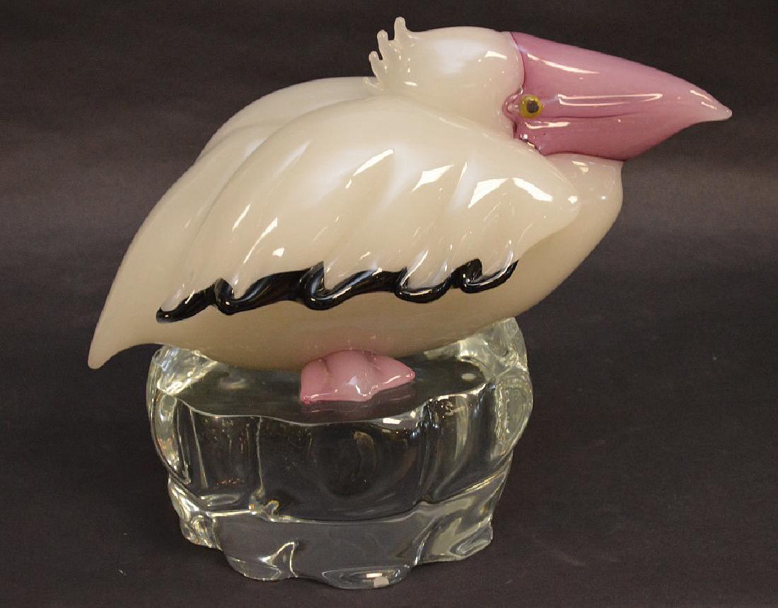 Large Murano Pelican Sculpture.  Condition: good with (1 of 2)
