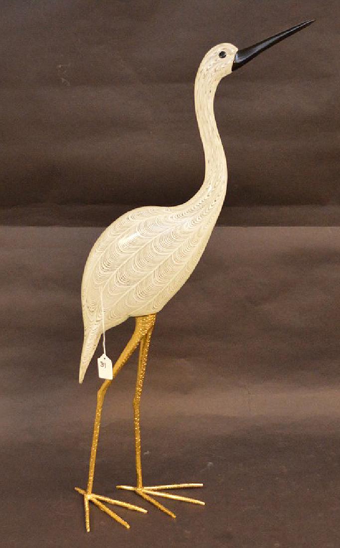 Murano Glass Crane Sculpture with brass legs. (1 of 5)
