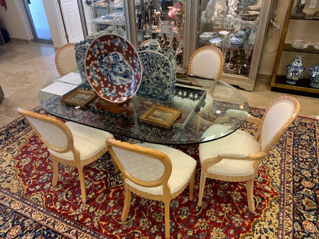 Dining table, iron pastry table base with beveled oval (1 of 9)