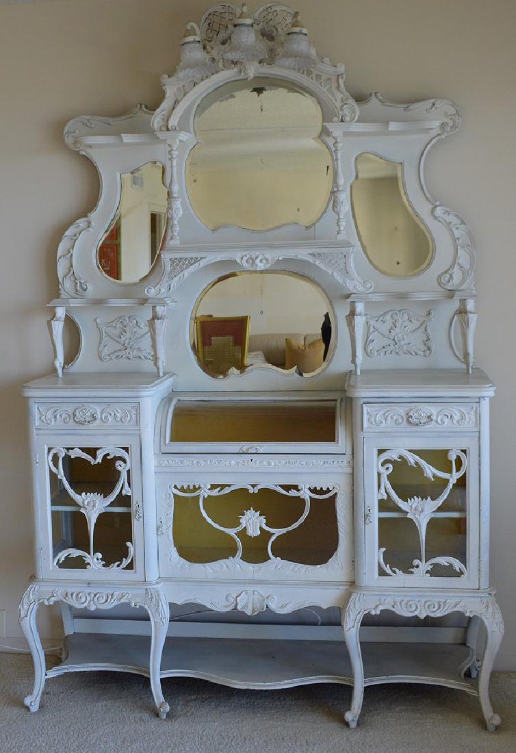 Elaborate carved & painted "Shabby" Victorian 2 pc. (1 of 6)