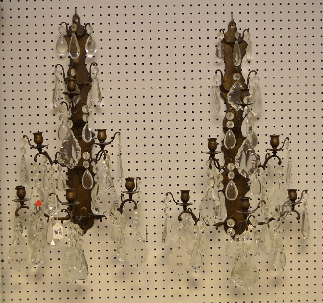 Pair French style 3 tiered wall sconces. Ht. 33" W. (1 of 4)