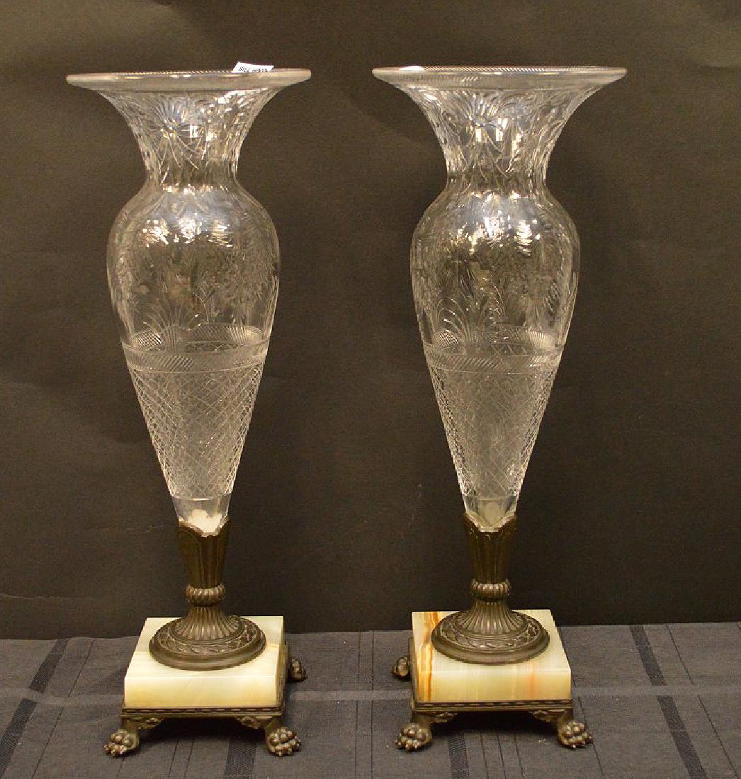 Pair of Pairpoint vases, Buckingham Pattern 1884, onyx (1 of 4)
