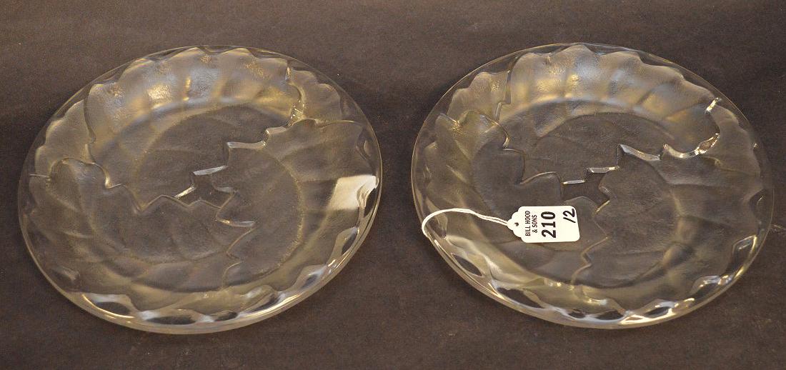 TWO LALIQUE CHENE OAK LEAF Plates - Signed “Lalique (1 of 2)