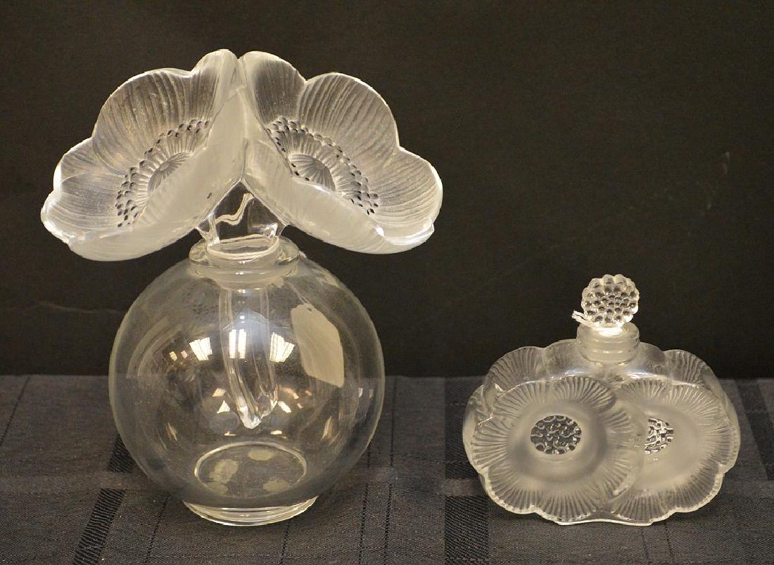 TWO LALIQUE CRYSTAL ANEMONE PERFUME BOTTLES - Double (1 of 2)