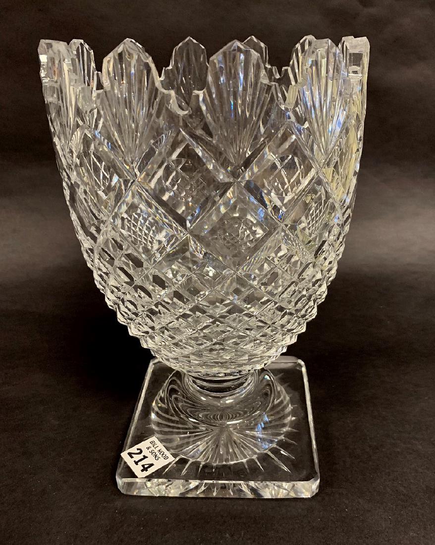 WATERFORD CRYSTAL PEDESTAL VASE with diamond pattern