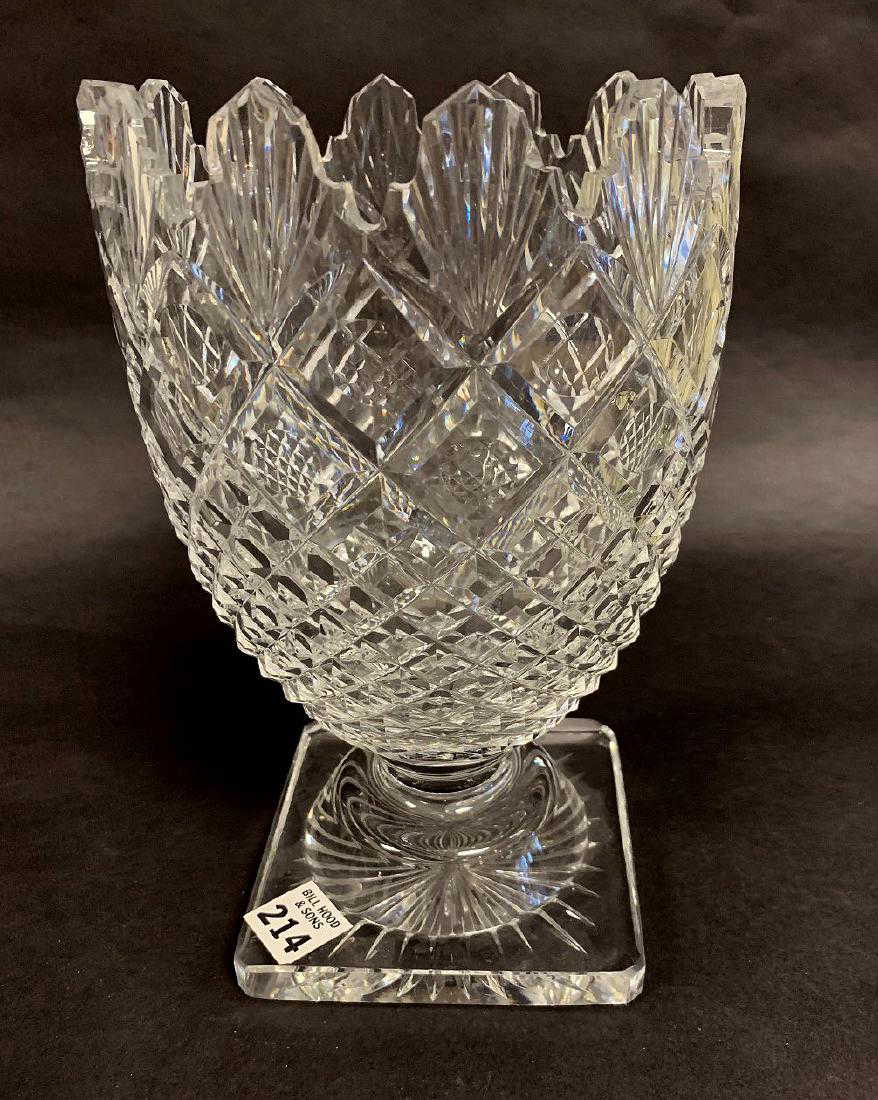 WATERFORD CRYSTAL PEDESTAL VASE With Diamond Pattern waterford-crystal-pedestal-vase-with-diamond-pattern