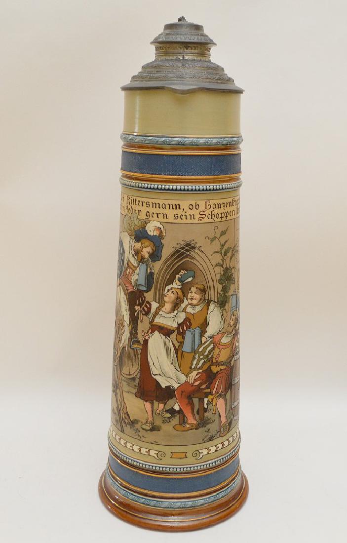 Large German Mettlach Stein, 19 1/2"h (1 of 13)