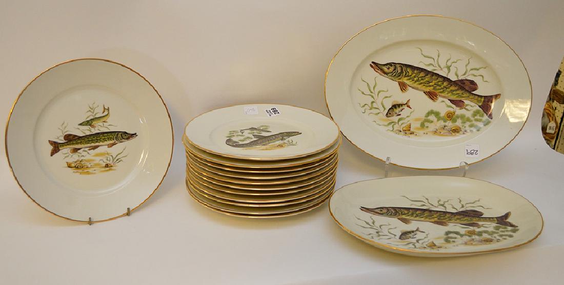 12 Western Germany dinner plates, assorted fish (1 of 4)