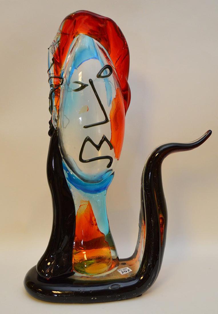 Modern Italian glass sculpted head, 22 1/2"h (1 of 5)