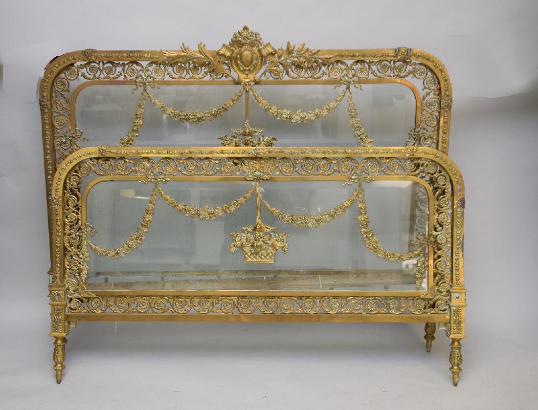 Antique Glass & Bronze French Bed (1 of 9)