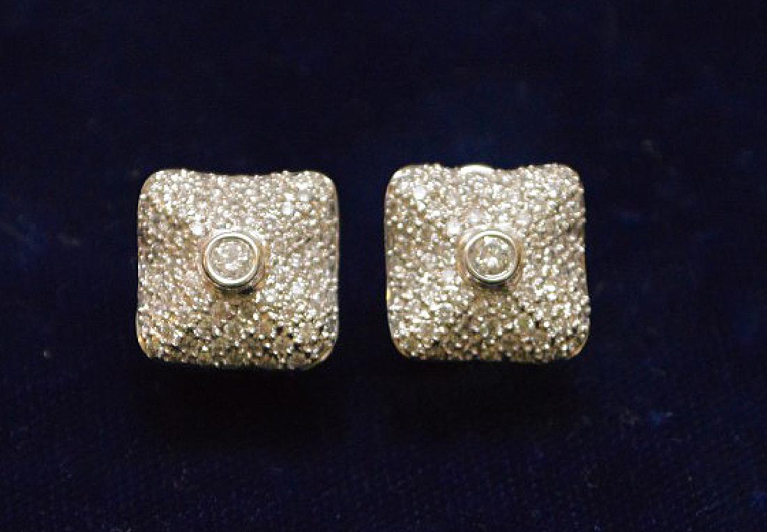 18k White Gold Diamond Earrings wt 8 grams .74 tcw each (1 of 3)