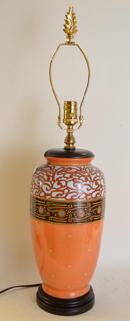 Porcelain lamp, modern decorative designs in pumpkin, (1 of 3)