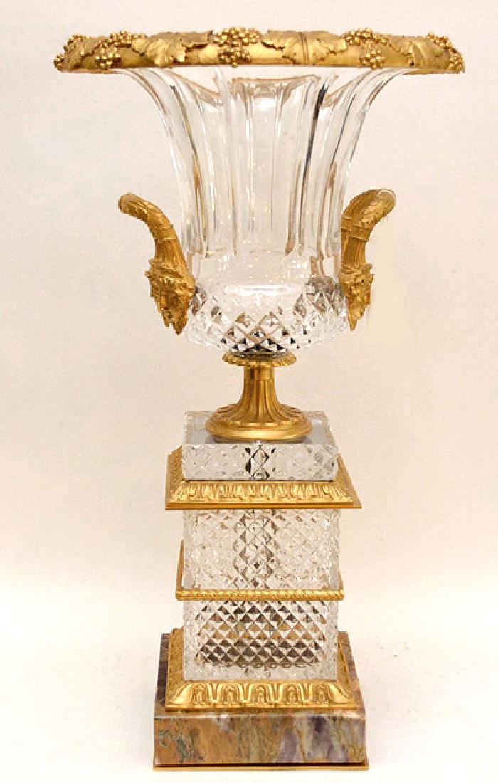 Large French Gilt Bronze & Crystal Urn with marble (1 of 5)