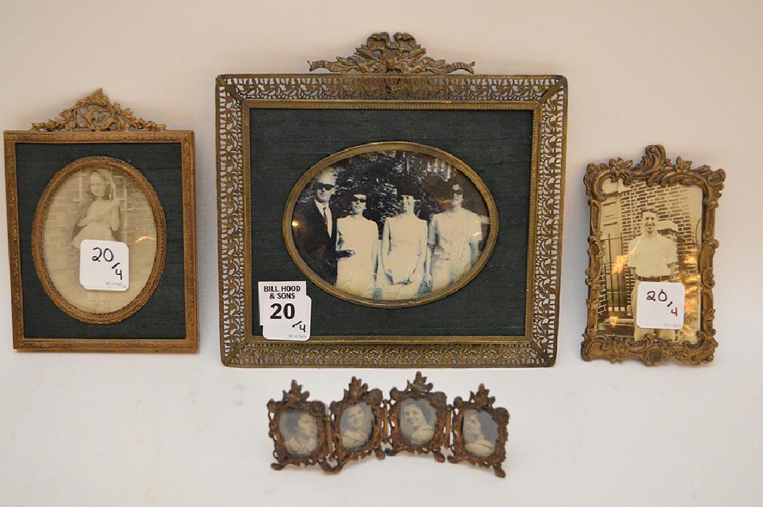 Lot 4 Antique Gilt Metal Picture Frames.  Largest 7" x (1 of 13)