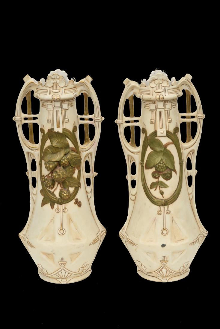 Pair of Austrian Antique Royal Dux Art Nouveau Vases (1 of 4)