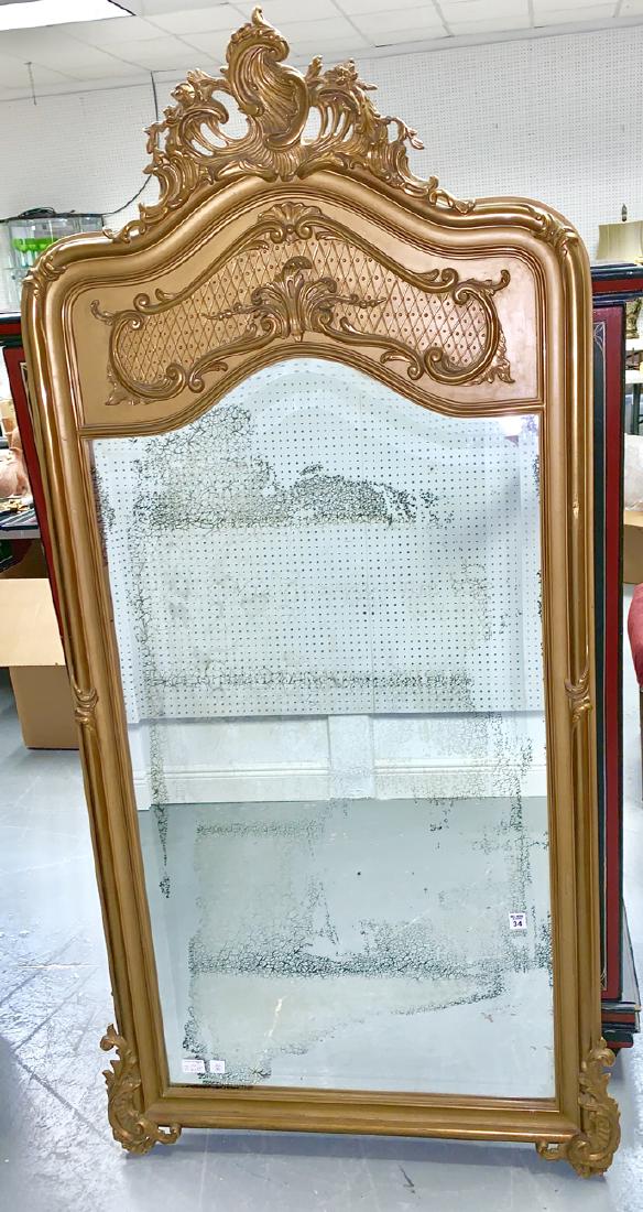 French Antique Louis XV-Style Rocaille Gilt Mirror with (1 of 3)