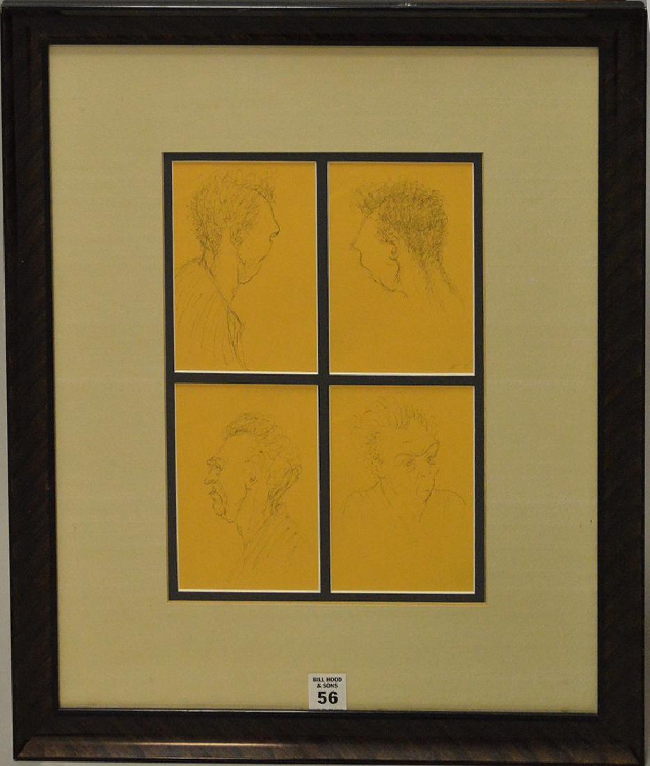 Arnold Friedman (American, 1874-1946) Pen on orange: Arnold Friedman (American, 1874-1946) Pen on orange paper, series of four self Portraits, ca. 1945, 6 x 4 inches each. Salander O'Reilly Galleries NY also Zabriskie Gallery