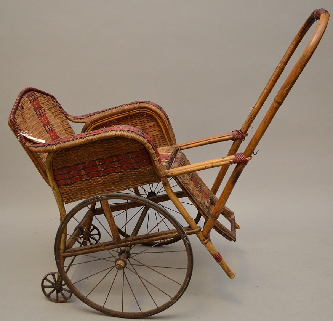 French Antique "Pousette" Bamboo and Rattan Stroller (1 of 5)