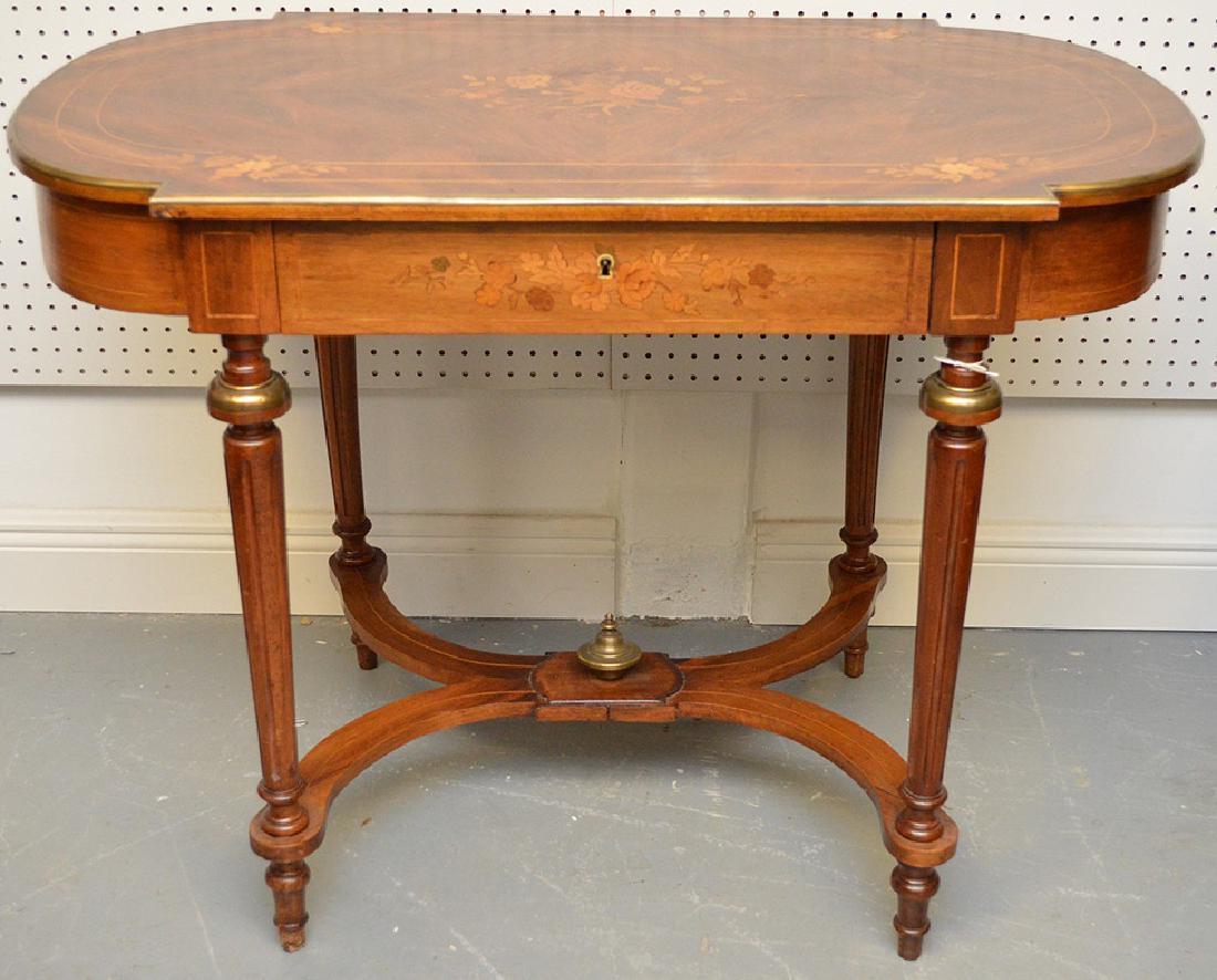Antique French Napoleon III Period Inlaid Table, circa (1 of 5)