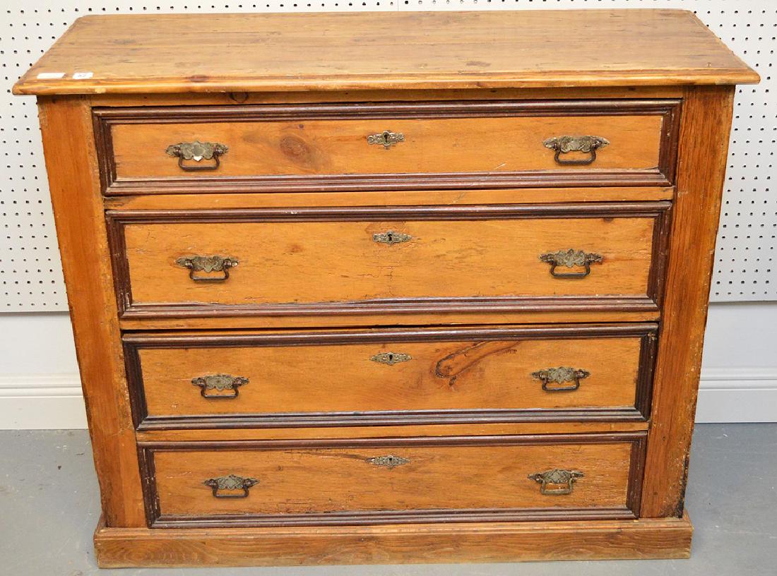 Pine 4 drawer chest, 36 1/2"h x 44"w x 16 1/2"d (1 of 7)